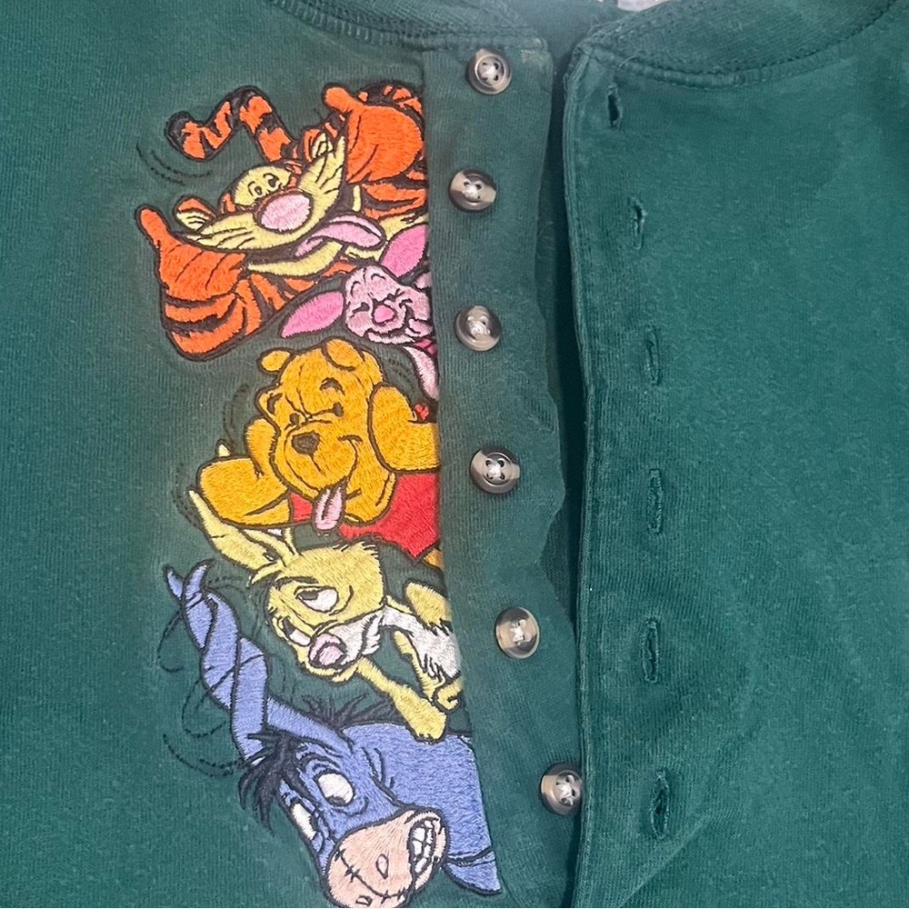 Vintage Button-Up Shirt with Winnie the Pooh Embroidery